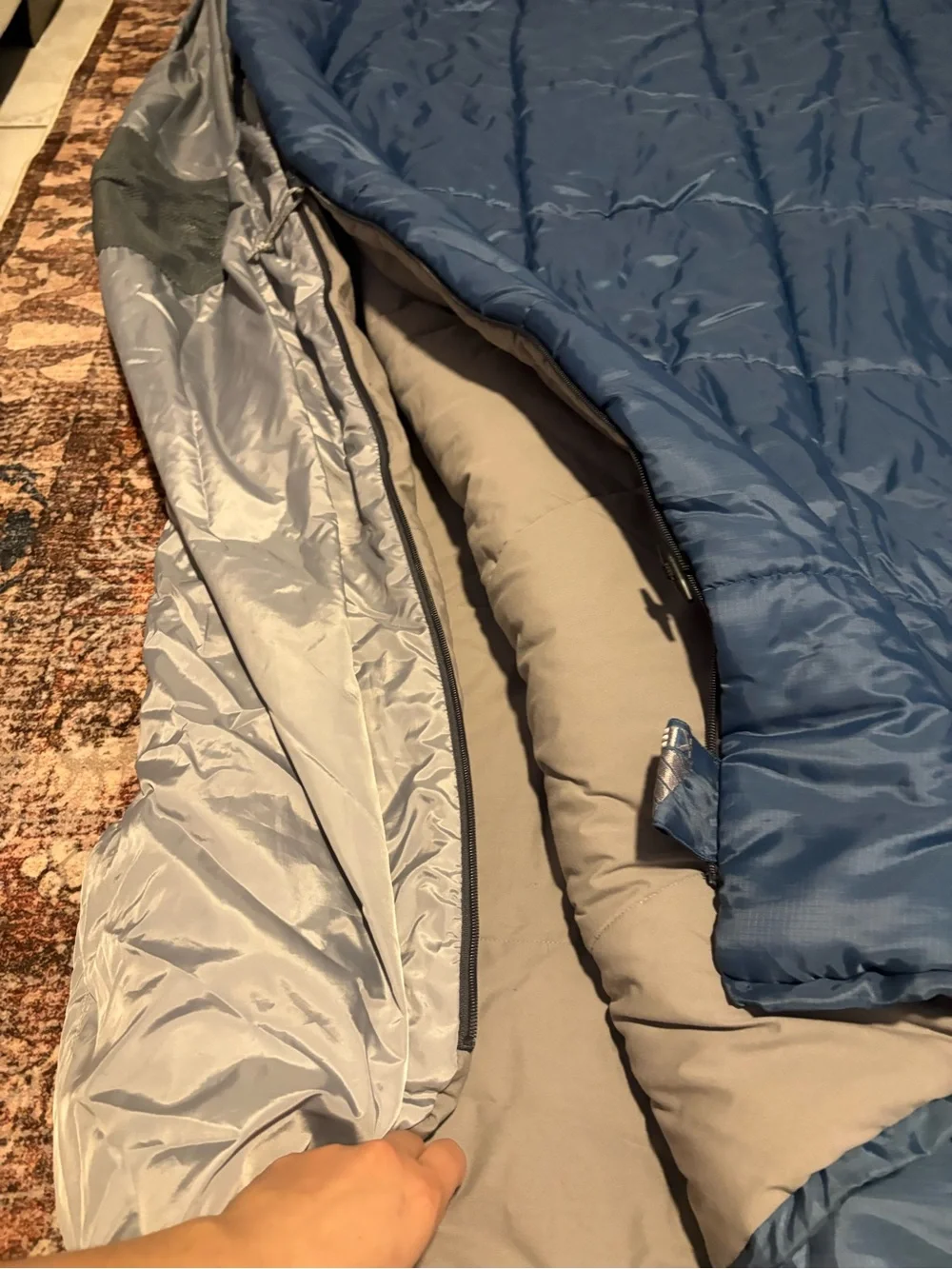 KELTY Blue Quilted DOUBLE WIDE Sleeping Bag 30 degree 68 x 80